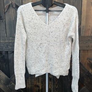 If It Were Me Oversized Confetti Sweater XS Cream Multi Waffle Knit Thermal Boho